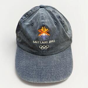 Vtg Salt Lake 2002 Unisex Blue Olympic Winter Games Adjustable Strapback Hat Cap